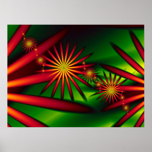 Poster Flores Tropicais Vermelhas