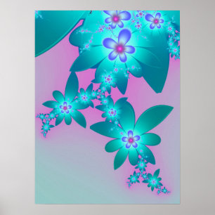 Poster Flores Turquesa