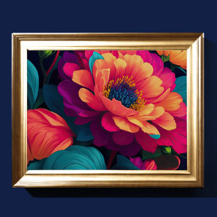 Poster Flores Upclose Pintadas Negrito 4:3