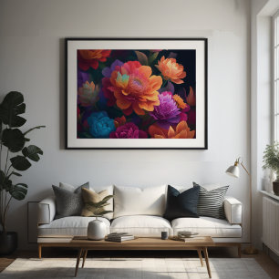 Poster Flores Upclose Pintadas Negrito 4:3