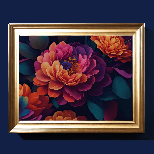 Poster Flores Upclose Pintadas Negrito 4:3 (Criador carregado)