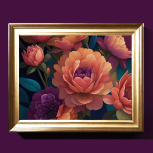 Poster Flores Upclose Pintadas Negrito 4:3