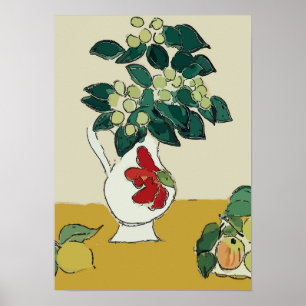 Póster Flores,Vaso Branco, após Matisse