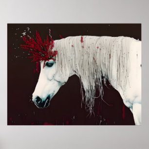Poster Flores Vermelhas de Cavalo Branco