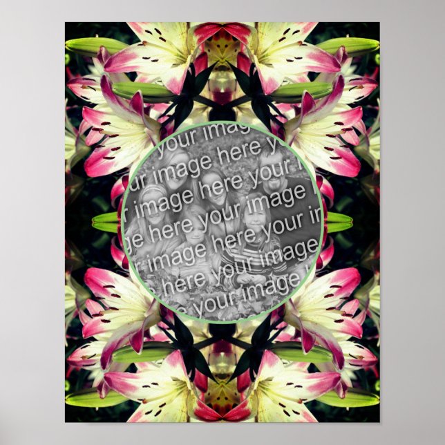 Poster Flores Vermelhas E Brancas De Lily Adicionam Sua F (Frente)