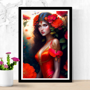 Poster Flores Vermelhas Fadas Vermelhas Fantasy
