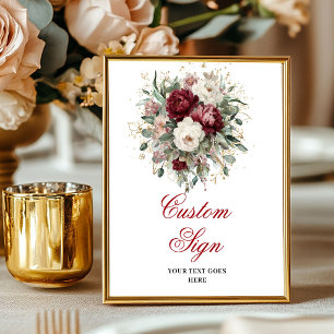 Poster Flores Vermelhas Glam Profundas Eucalipto Dourado