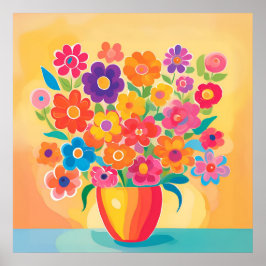 Poster Flores Vibrantes na Simplicidade