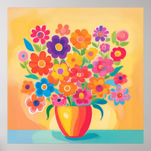 Poster Flores Vibrantes na Simplicidade