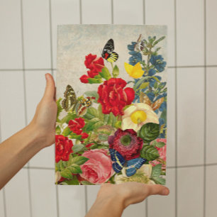Poster Flores Vintage Borboletas Pequenas