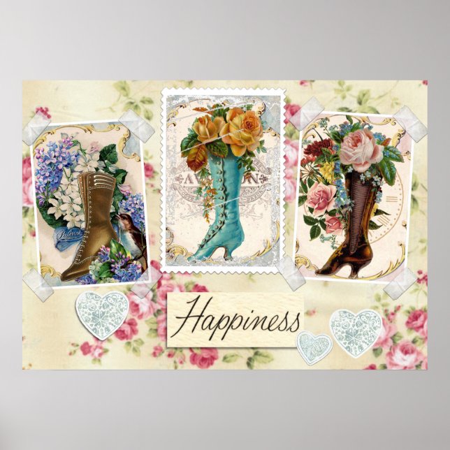 Poster Flores Vintage em Boots (Frente)