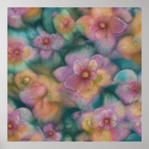 Poster Flores Vintage Fantasy Pintadas Em Aquarela