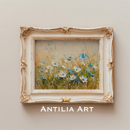 Poster Flores Vintage Spring Painting Wildflower Field