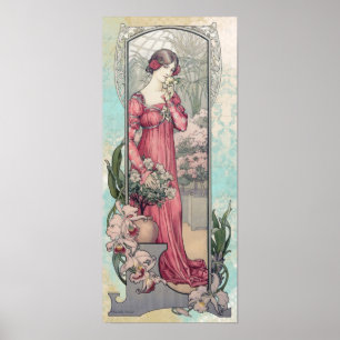 Poster * Flores Vintage Victorian AR23 Mulher Art Nouveau