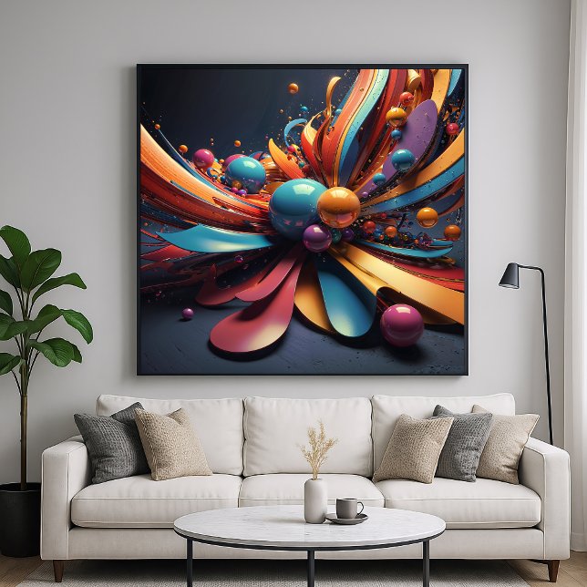Poster Florescer - Estilo de Arte Abstrato Render 3D (Criador carregado)