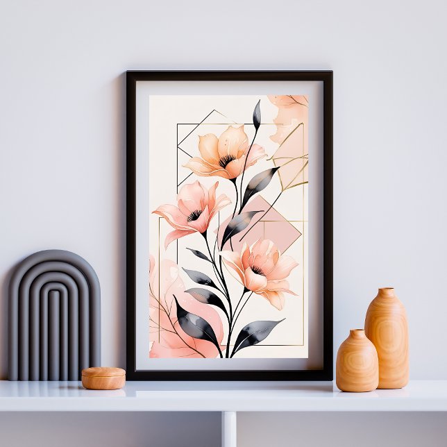 Poster Florescer Geometria Rosada (Criador carregado)