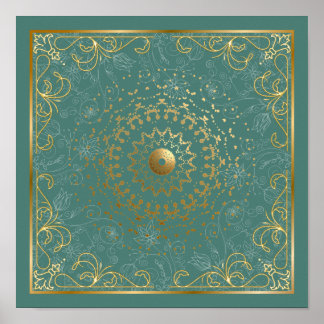 Poster Florescimento floral ornamentado em espiral