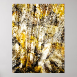 Poster Floresta Abstrata de Aspen Amarelo