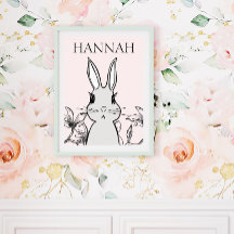 Floresta Adorável Bunny Floral