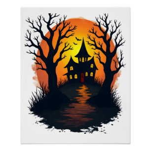 Póster Floresta Assombrada � Camiseta da Natureza de Hall