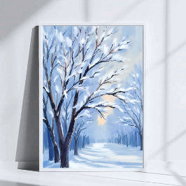Poster Floresta Beijada pela Neve | Pintura em Aquarela d