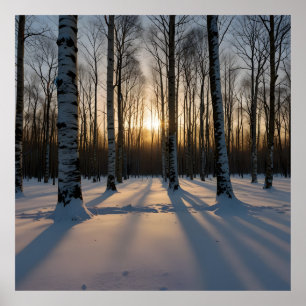 Poster Floresta Coberta De Neve Em Dusk