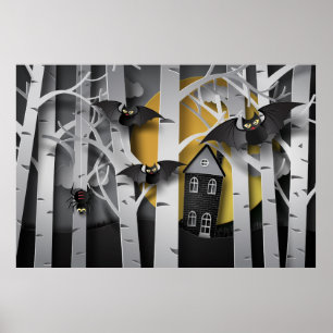 Poster Floresta Cypress e Morcegos