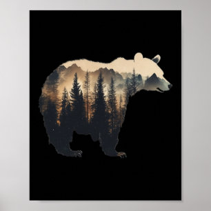 Poster Floresta da Natureza Montanhas Árvores Vida Selvag