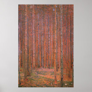 Póster Floresta de Abetos de Gustav Klimt Tannenwald Árvo