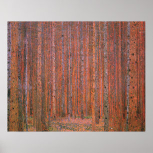 Póster Floresta de Abetos de Gustav Klimt Tannenwald Árvo