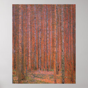 Póster Floresta de Abetos de Gustav Klimt Tannenwald Árvo