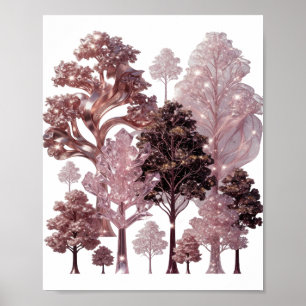 Poster Floresta de Árvore Rosa Prata que Atrai Olhares