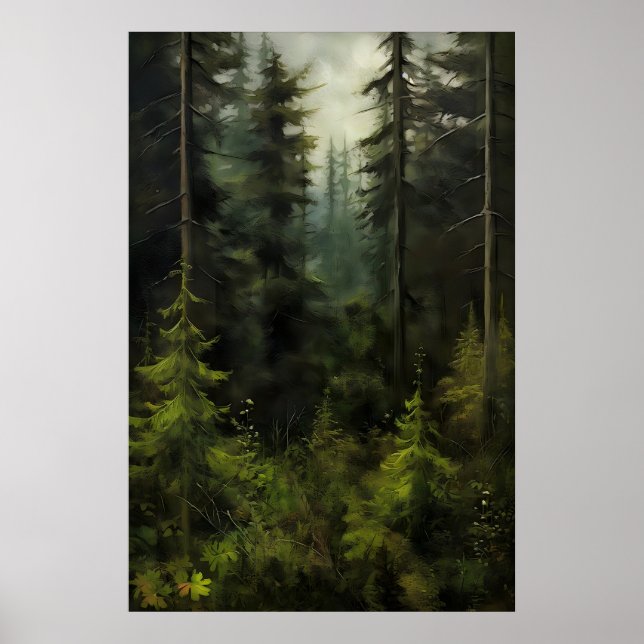 Poster Floresta de Árvores Sempre Verdes Fazenda, Parede  (Frente)
