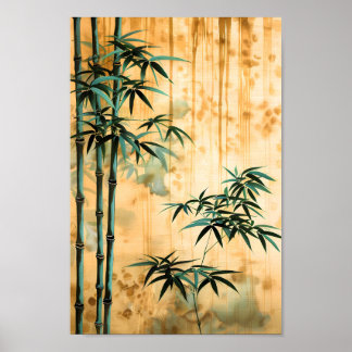 Poster Floresta de Bambu da Natureza Botânica Zen