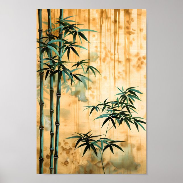 Poster Floresta de Bambu da Natureza Botânica Zen (Frente)