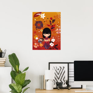 Poster Floresta de Bonecas Kokeshi