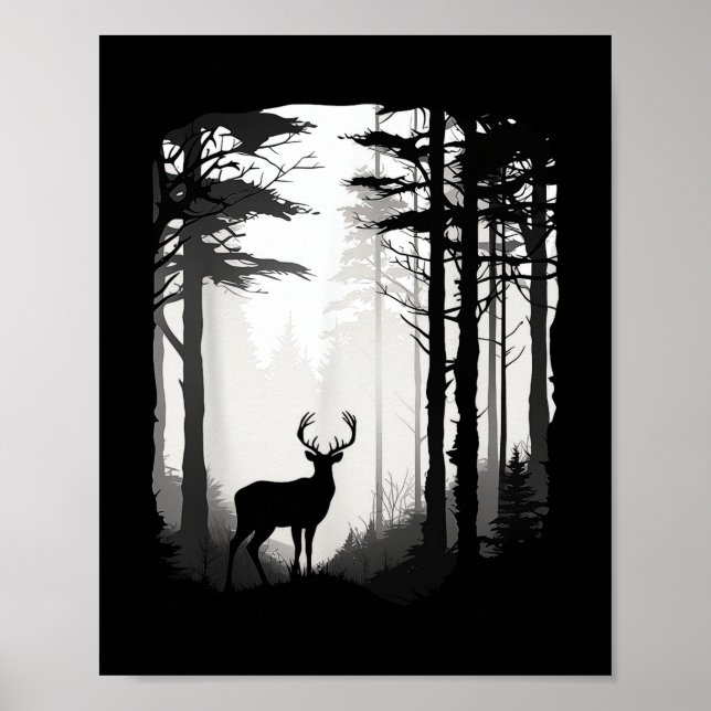 Poster Floresta de Cervos Vida Selvagem (Frente)