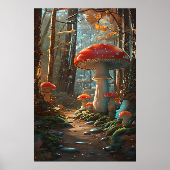 Poster Floresta de Cogumelo Encantada - Floresta de Cerra (Frente)