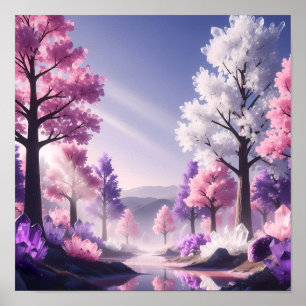 Poster Floresta de Cristal Florido de Luz dos Sonhos