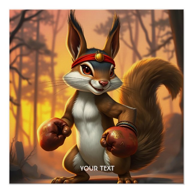Póster Floresta de Esquilo do Kickboxer Fantasy Cute (Frente)