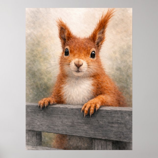 Poster Floresta de Esquilos Vermelhos Vida Selvagem (Frente)