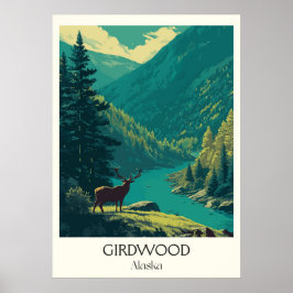 Poster Floresta de Girdwood Alasca Veado Natureza
