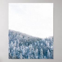 Poster Floresta de inverno de primavera coberta de neve