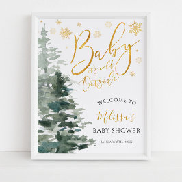 Poster Floresta de inverno Dourada Está Fria Fora do Chá 