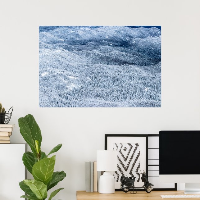 Poster Floresta de inverno sob neve profunda (Escritório em casa)
