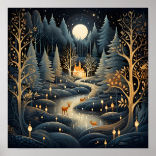Poster Floresta de Natal decorativa