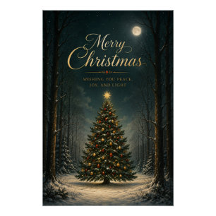 Póster Floresta de Natal Encantada de Inverno
