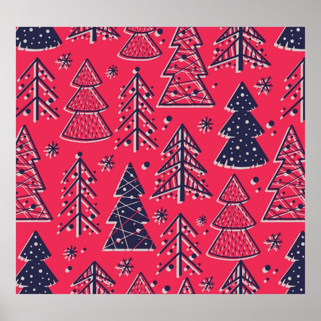 Poster Floresta de Natal: Papel de Wallpaper Silhouette d (Frente)