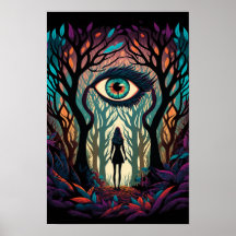 Floresta de Olhos Cartaz Surreal | Trippy 3