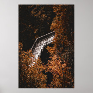 Poster Floresta de outono com Caminho de Madeira